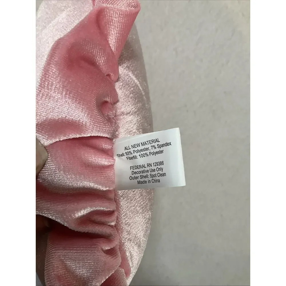 Sweet Pink Velvet Heart Decorative Throw Pillow, Solid, Ruffled Edge, Bedroom/LR